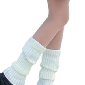 Amazon White Ribbed Knit Leg Warmers